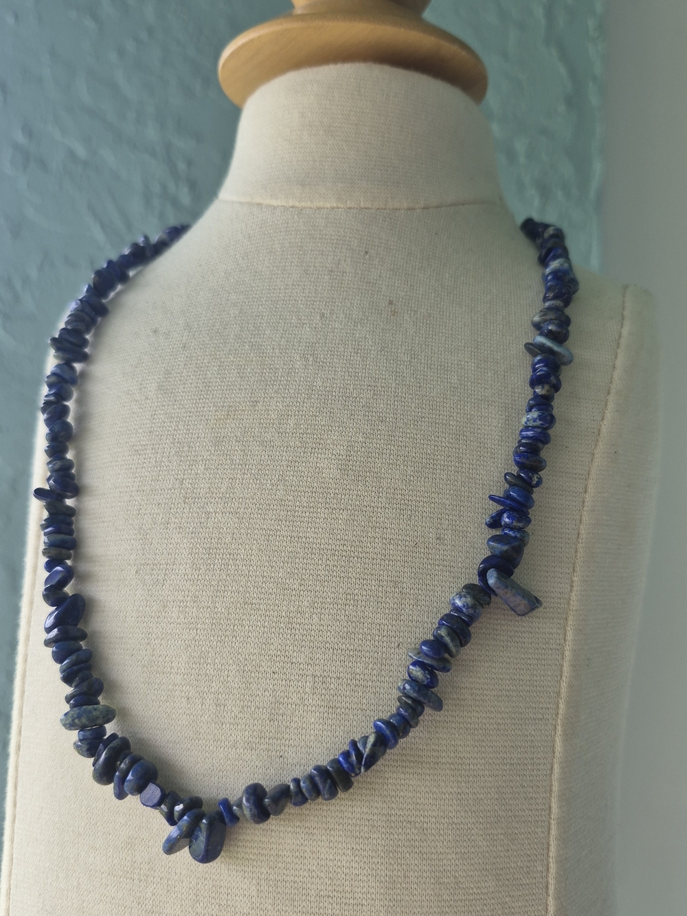 Faux Lapis Chip Bead Necklace - Deep Blue
